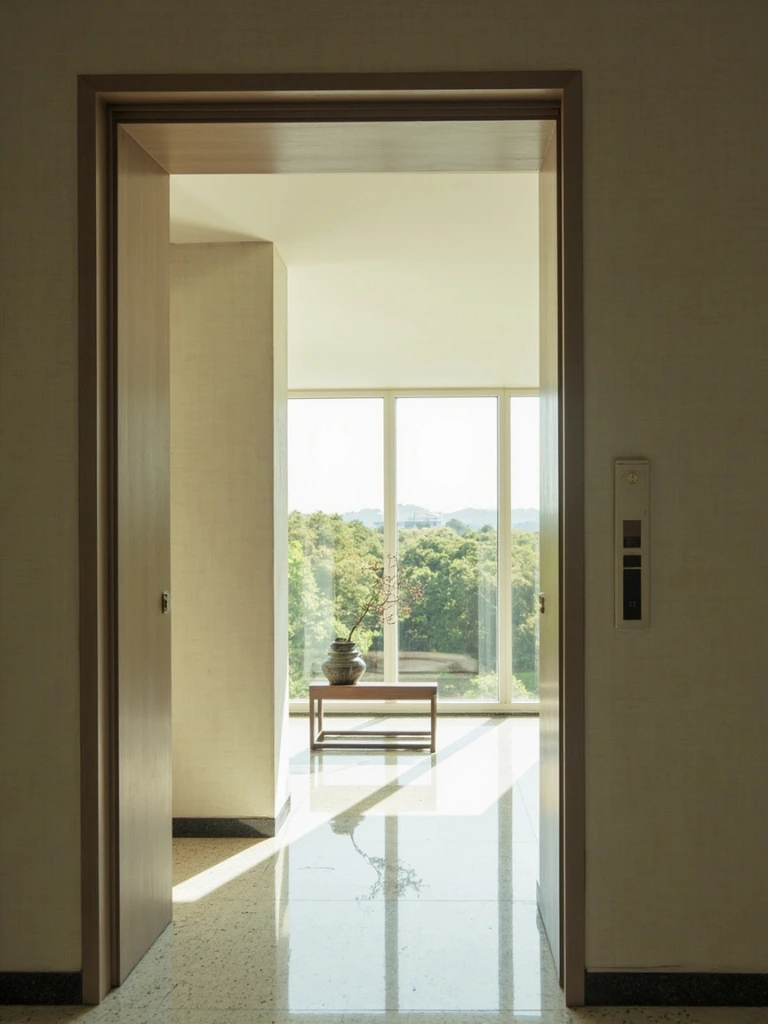 The private elevator opening onto the Sugamo atelier reception room.